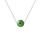 PERLINEA Collier Perle de Culture d'Eau Douce Diamètre 8-9 mm Vert Intense Bijou - Argent 925 Millièmes