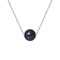 PERLINEA Collier Perle de Culture d'Eau Douce Diamètre 9-10 mm Black Tahiti - Argent 925 Millièmes