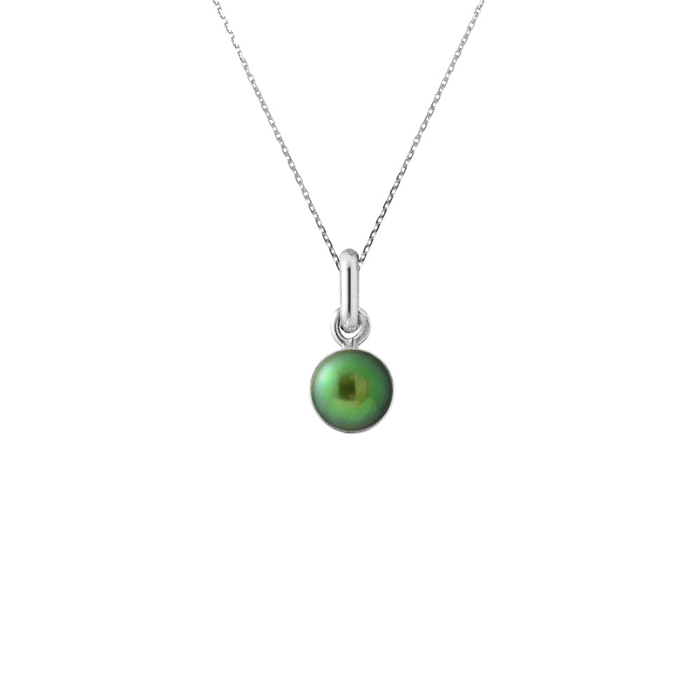 PERLINEA Collier Perle de Culture d'Eau Douce Diamètre 6-7 mm  Vert Intense - Argent 925 Millièmes