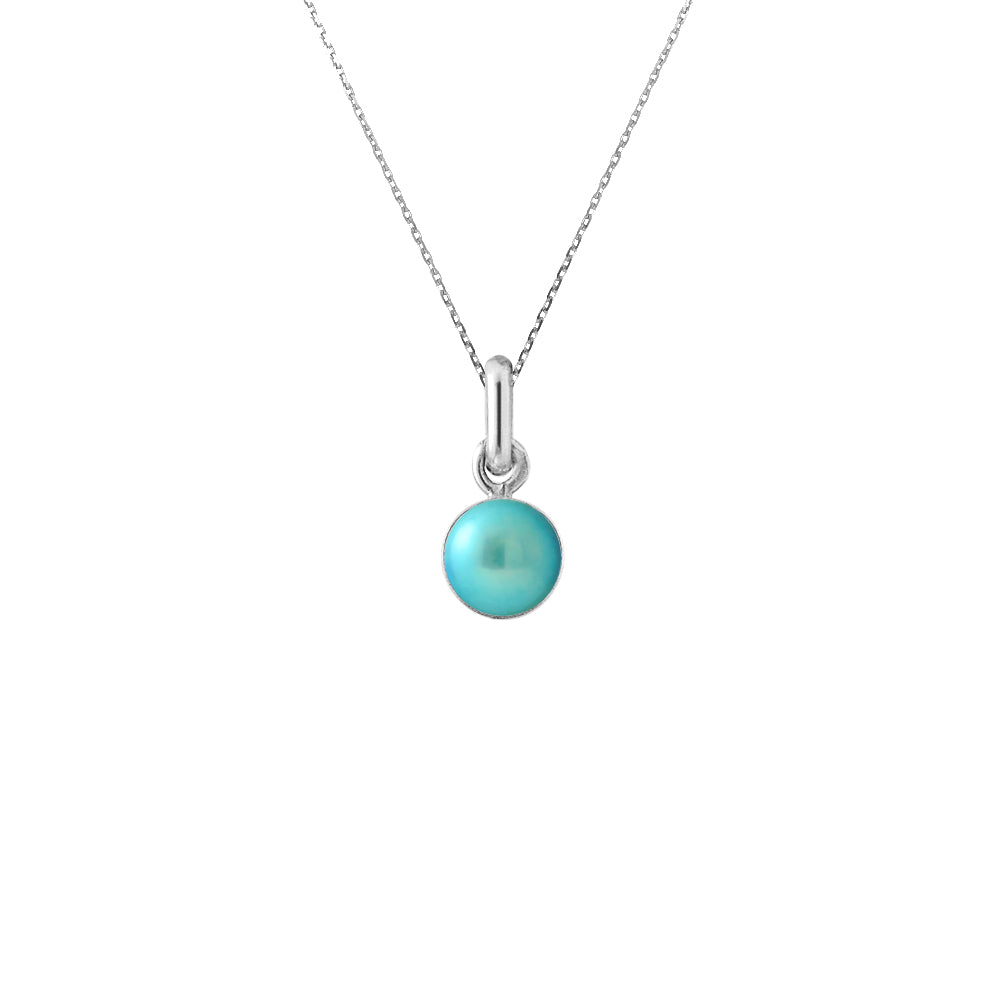 PERLINEA Collier Perle de Culture d'Eau Douce Diamètre 6-7 mm Bleu Turquoise - Argent 925 Millièmes