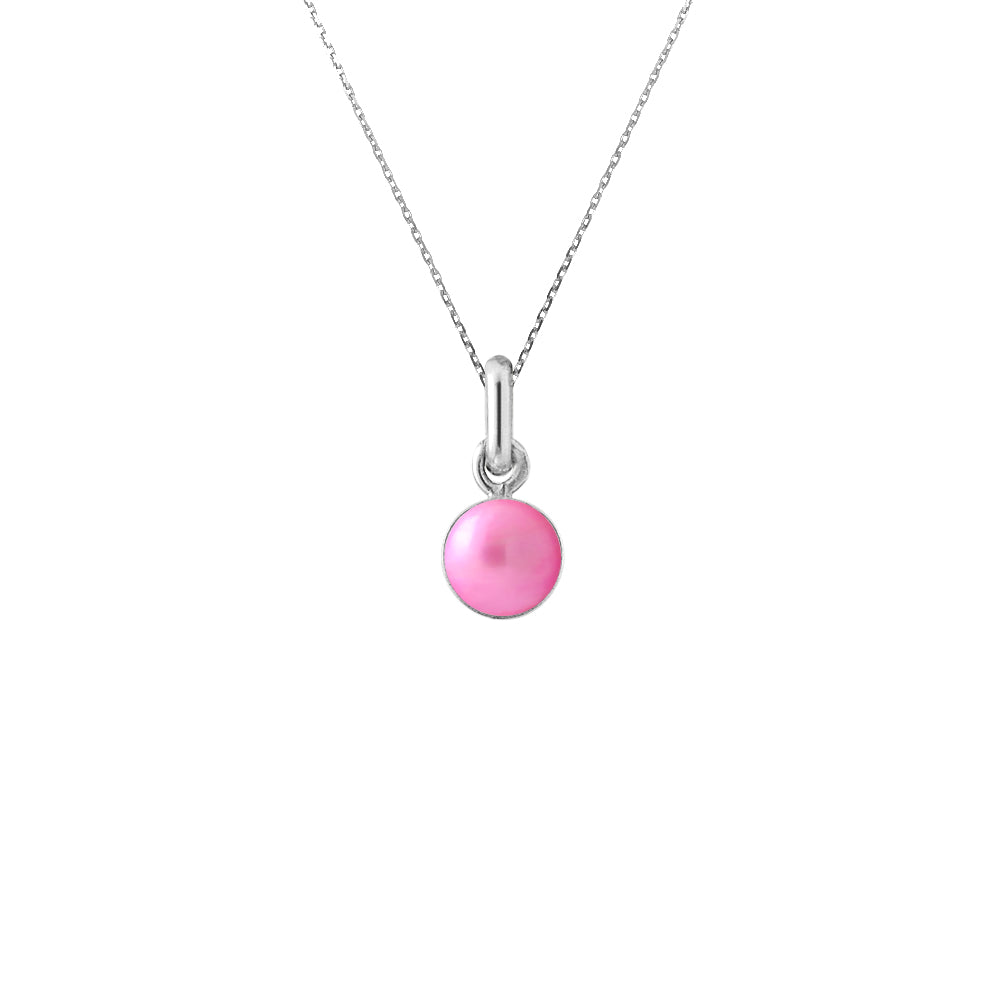 PERLINEA Collier Perle de Culture d'Eau Douce- Diamètre 6-7 mm Rose Fuchsia - Argent 925 Millièmes