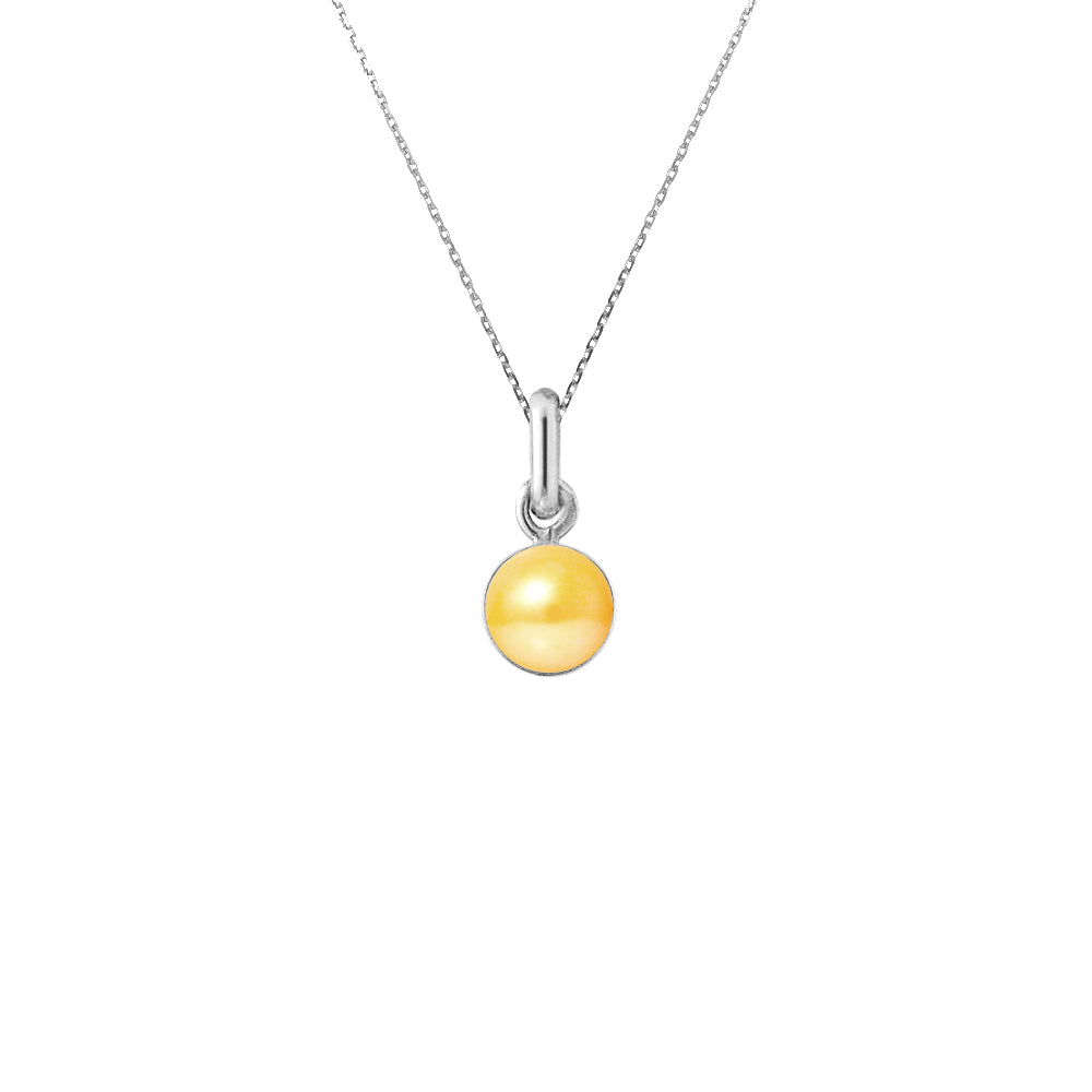 PERLINEA Collier Perle de Culture d'Eau Douce Diamètre 6-7 mm Gold - Argent 925 Millièmes