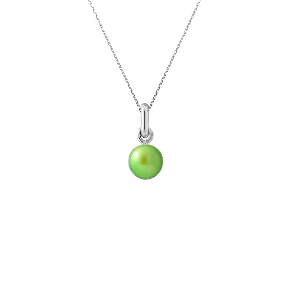 PERLINEA Collier Perle de Culture d'Eau Douce Diamètre 6-7 mm Vert Tonic - Argent 925 Millièmes