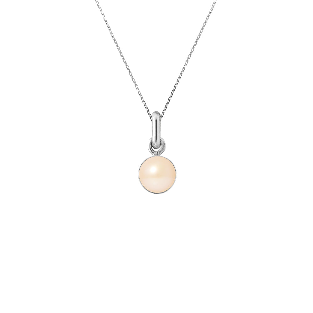 PERLINEA Collier Perle de Culture d'Eau Douce Diamètre 6-7 mm Rose Bijou - Argent 925 Millièmes