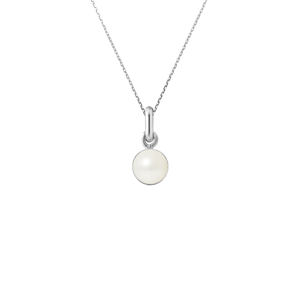 PERLINEA Collier Perle de Culture d'Eau Douce- Diamètre 6-7  mm  Blanche - Argent 925 Millièmes