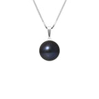 PERLINEA Collier Perle de Culture d'Eau Douce Diamètre 9-10 mm Black Tahiti - Argent 925 Millièmes