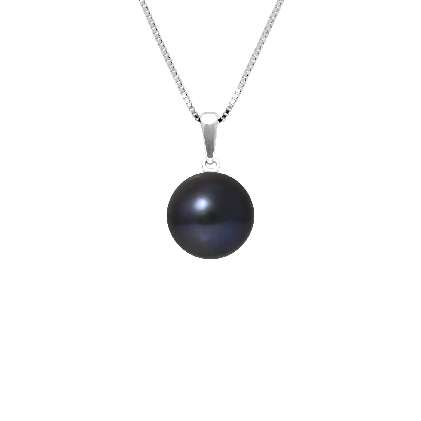 PERLINEA Collier Perle de Culture d'Eau Douce Diamètre 9-10 mm Black Tahiti - Argent 925 Millièmes