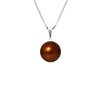 PERLINEA Collier Perle de Culture d'Eau Douce Diamètre 9-10 mm Chocolat - Argent 925 Millièmes