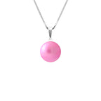 PERLINEA Collier Perle de Culture d'Eau Douce Diamètre 9-10 mm Rose Fuchsia - Argent 925 Millièmes