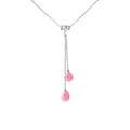 PERLINEA Collier Toi & Moi 2 Perles de Culture d'Eau Douce Diamètre 7-8 mm  Roses Fuchsia - Argent 925 Millièmes