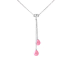 PERLINEA Collier Toi & Moi 2 Perles de Culture d'Eau Douce Diamètre 7-8 mm  Roses Fuchsia - Argent 925 Millièmes