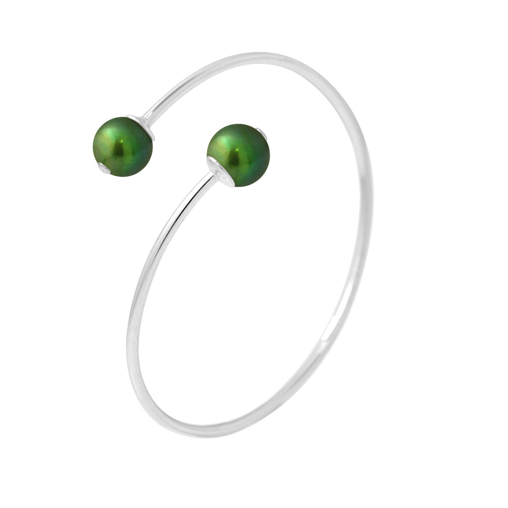 PERLINEA Bracelet Perles de Culture d'Eau Douce Diamètre 9-10 mm Vert Intense - Argent 925 Millièmes
