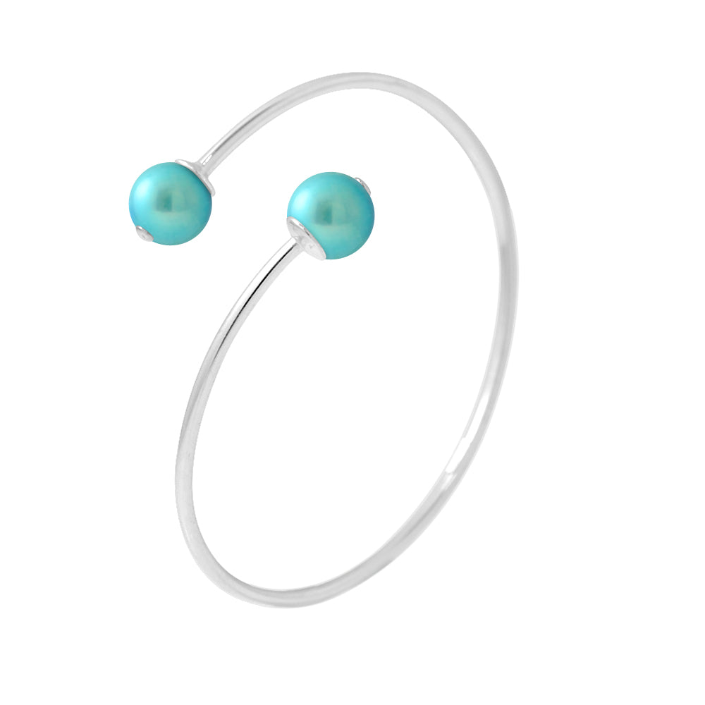 PERLINEA Bracelet Perles de Culture d'Eau Douce Diamètre 9-10 mm Bleu Turquoise - Argent 925 Millièmes