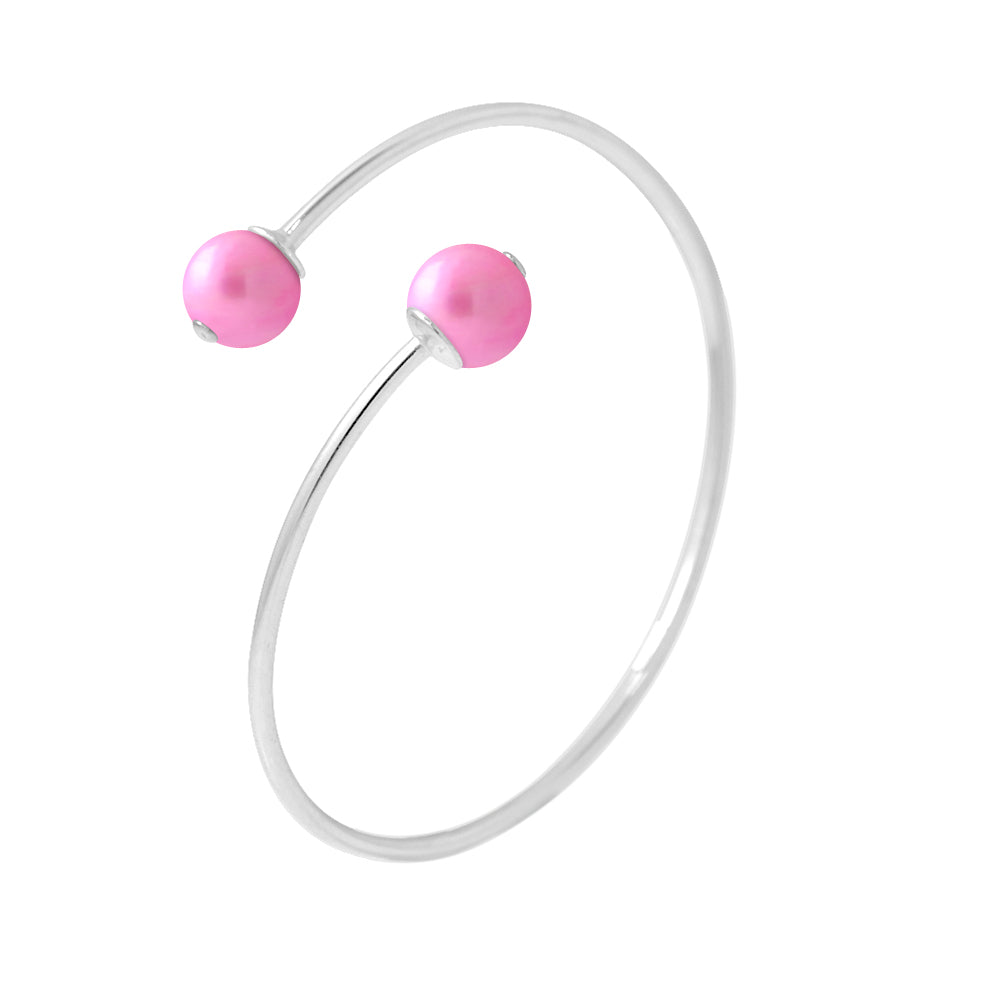 PERLINEA Bracelet Perles de Culture d'Eau Douce Diamètre 9-10 mm Rose Fuchsia - Argent 925 Millièmes