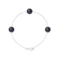 PERLINEA Bracelet Perles de Culture d'Eau Douce Diamètre 7-8 mm Black Tahiti - Argent 925 Millièmes