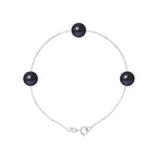 PERLINEA Bracelet Perles de Culture d'Eau Douce Diamètre 7-8 mm Black Tahiti - Argent 925 Millièmes