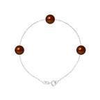 PERLINEA Bracelet Perles de Culture d'Eau Douce Diamètre 7-8 mm Chocolat - Argent 925 Millièmes