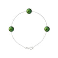 PERLINEA Bracelet Perles de Culture d'Eau Douce Diamètre 7-8 mm Vert Intense - Argent 925 Millièmes
