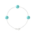 PERLINEA Bracelet Perles de Culture d'Eau Douce Diamètre 7-8 mm Bleu Turquoise - Argent 925 Millièmes