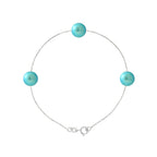 PERLINEA Bracelet Perles de Culture d'Eau Douce Diamètre 7-8 mm Bleu Turquoise - Argent 925 Millièmes