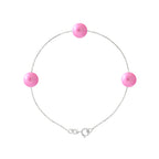 PERLINEA Bracelet Perles de Culture d'Eau Douce Diamètre 7-8 mm Rose Fuchsia - Argent 925 Millièmes