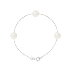 PERLINEA Bracelet Perles de Culture d'Eau Douce Diamètre 7-8 mm Blanches - Argent 925 Millièmes