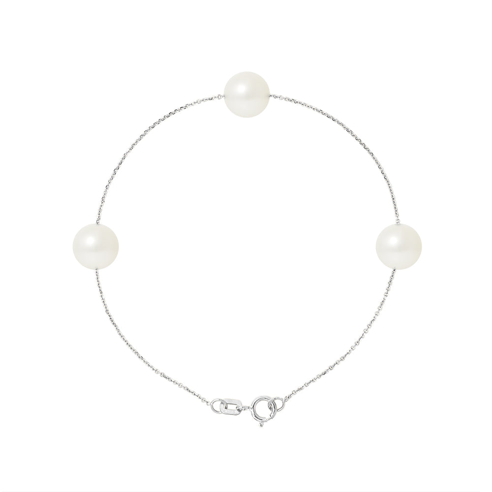 PERLINEA Bracelet Perles de Culture d'Eau Douce Diamètre 7-8 mm Blanches - Argent 925 Millièmes