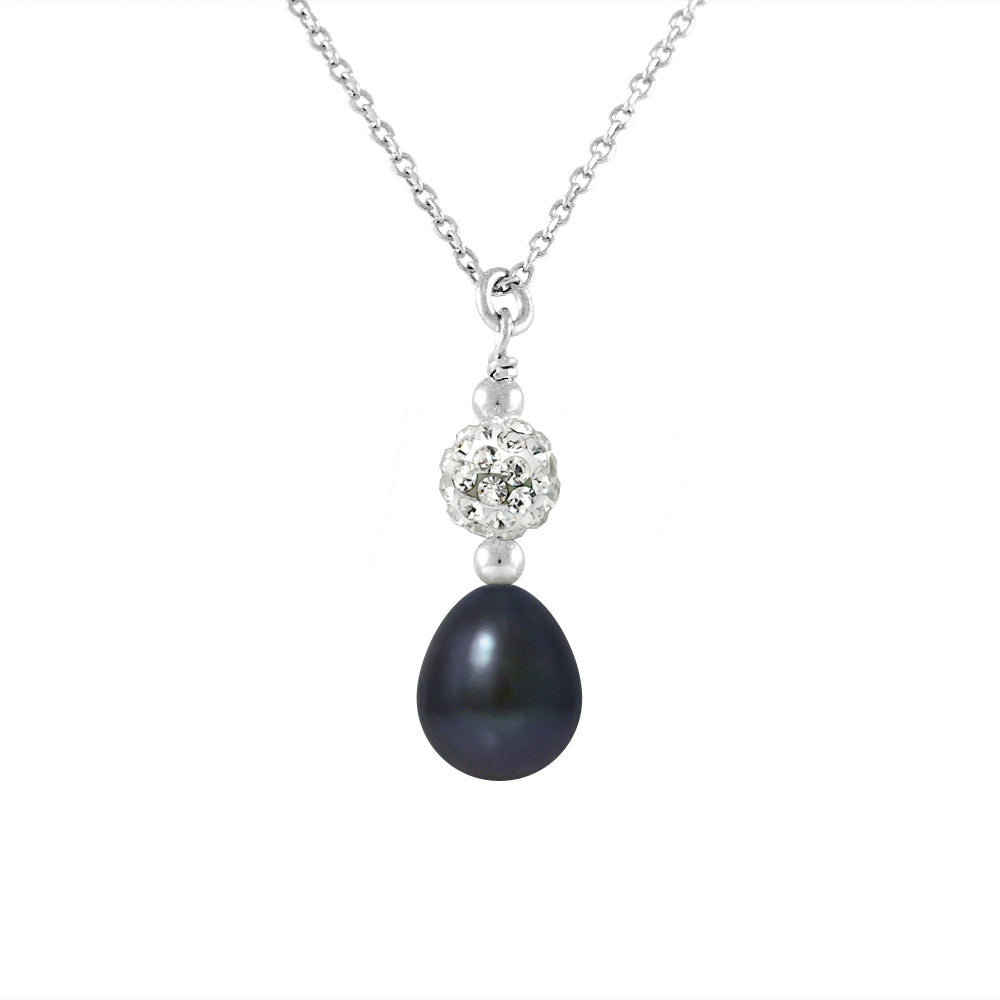 PERLINEA Collier Perle de Culture d'Eau Douce Diamètre 8-9 mm Black Tahiti - Argent 925 Millièmes