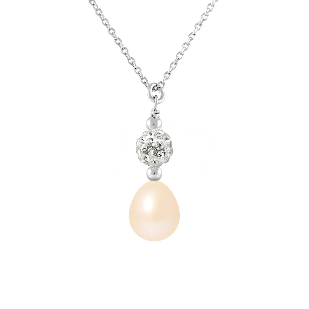 PERLINEA Collier Perle de Culture d'Eau Douce Diamètre 8-9 mm Rose - Argent 925 Millièmes