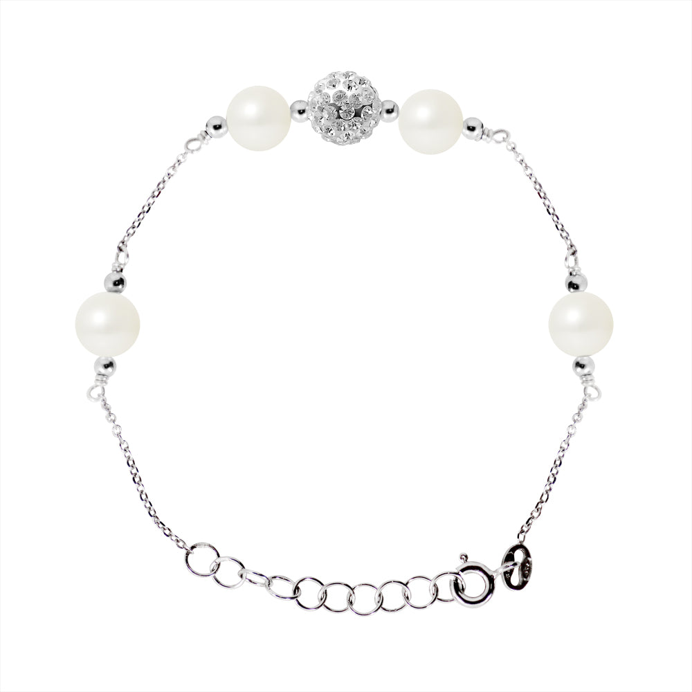PERLINEA Bracelet Perles de Culture d'Eau Douce Diamètre 6-7 mm Blanches - Argent 925 Millièmes