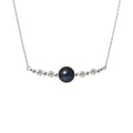 PERLINEA Collier Perle de Culture d'Eau Douce Diamètre 9-10 mm Black Tahiti - Argent 925 Millièmes