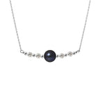PERLINEA Collier Perle de Culture d'Eau Douce Diamètre 9-10 mm Black Tahiti - Argent 925 Millièmes