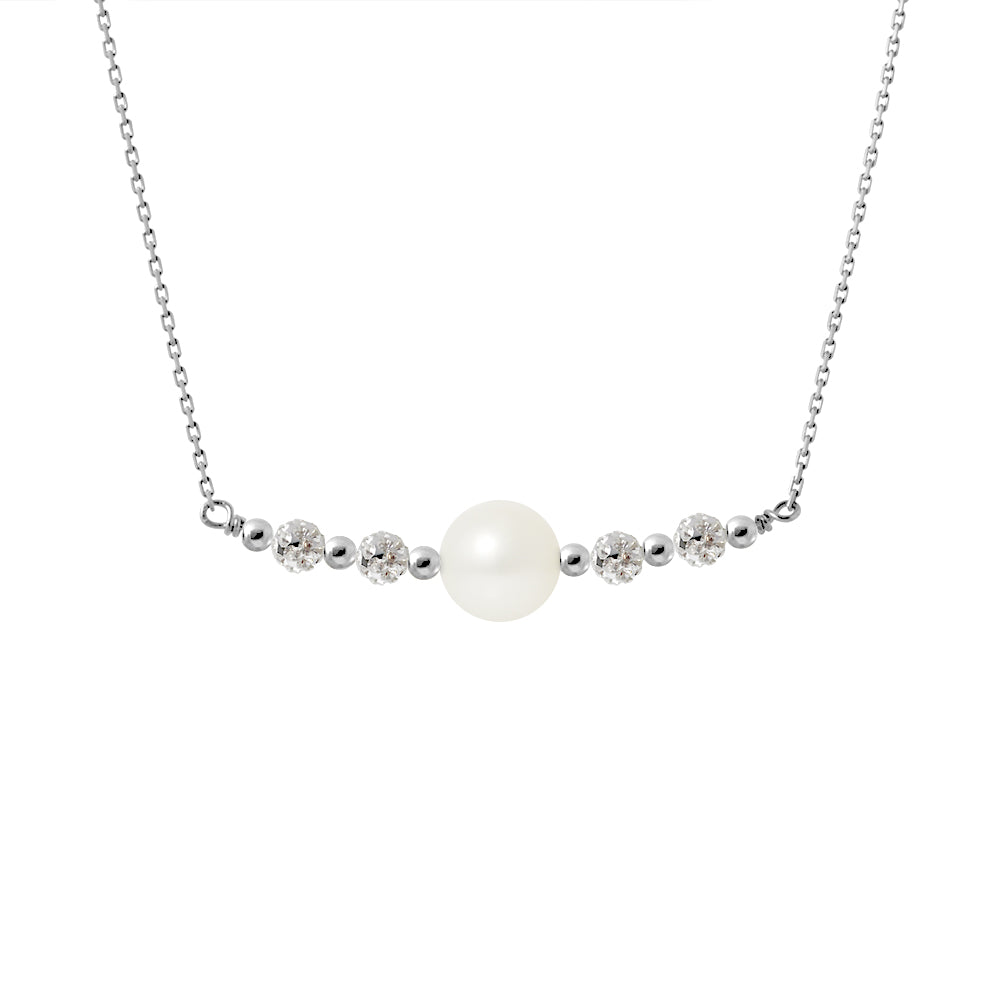 PERLINEA Collier Perle de Culture d'Eau Douce Diamètre 9-10 mm Blanche - Argent 925 Millièmes