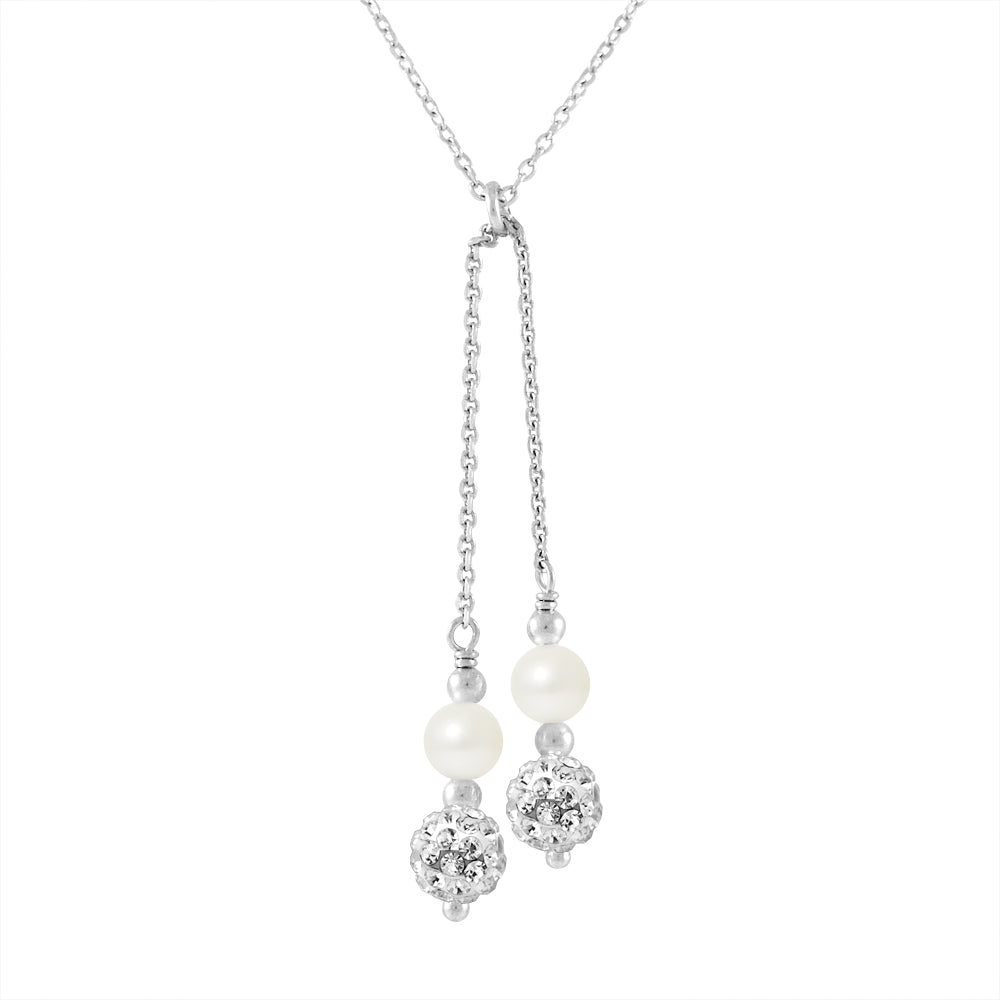 PERLINEA Collier DUO Perles de Culture d'Eau Douce Diamètre 5-6 mm Blanches - Argent 925 Millièmes