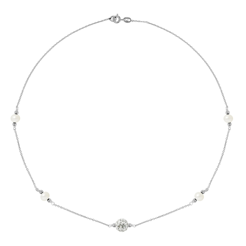 PERLINEA Collier Perles de Culture d'Eau Douce Diamètre 5-6 mm Blanches - Argent 925 Millièmes