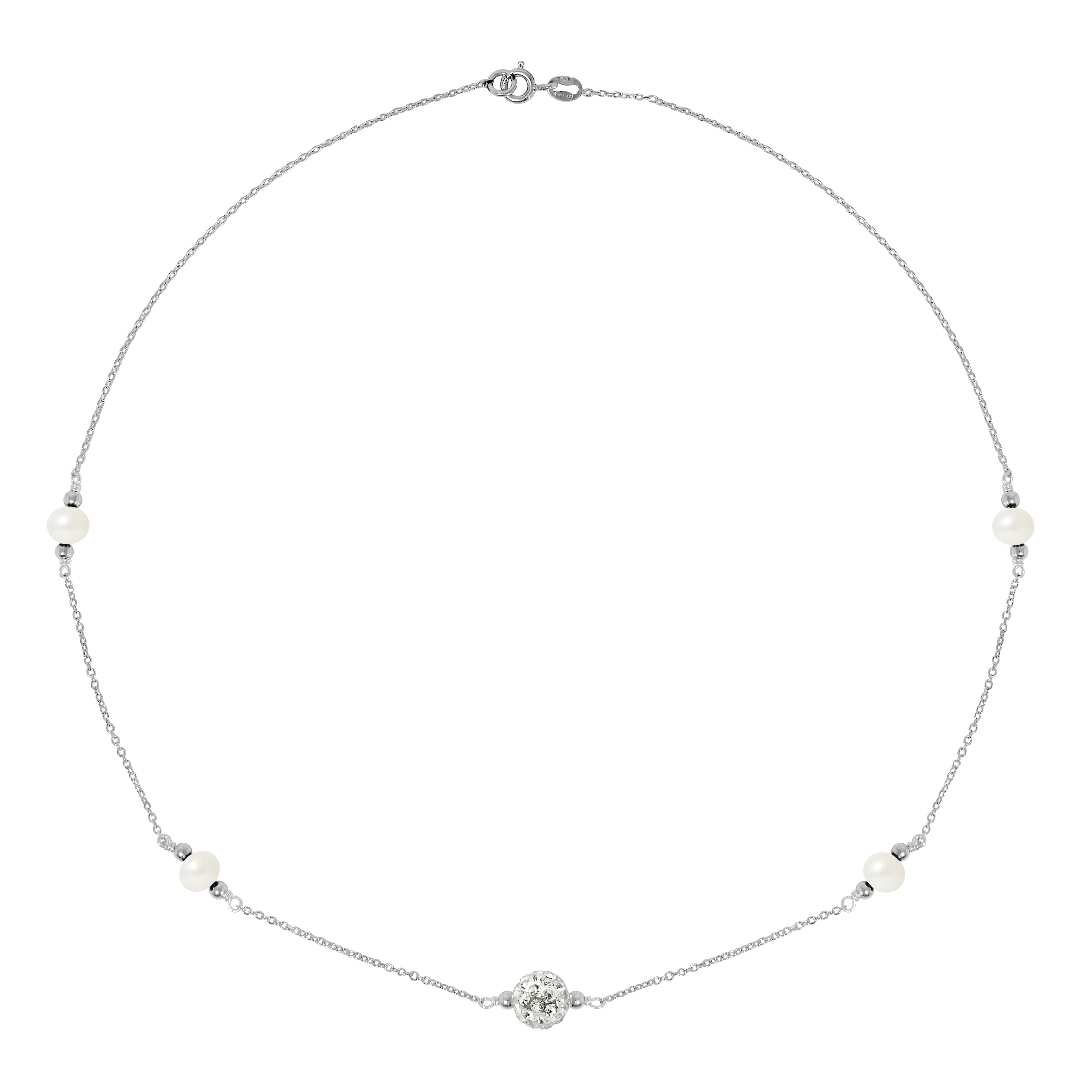 PERLINEA Collier Perles de Culture d'Eau Douce Diamètre 5-6 mm Blanches - Argent 925 Millièmes