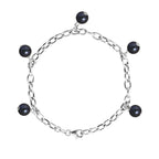 PERLINEA Bracelet Perles de Culture d'Eau Douce Diamètre 7-8 mm Black Tahiti - Argent 925 Millièmes