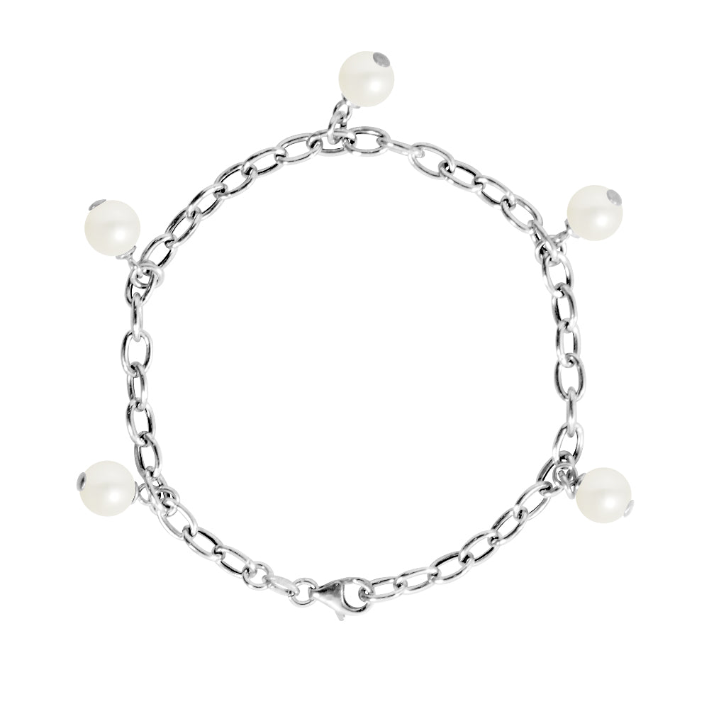 PERLINEA Bracelet Perles de Culture d'Eau Douce Diamètre 7-8 mm Blanches - Argent 925 Millièmes