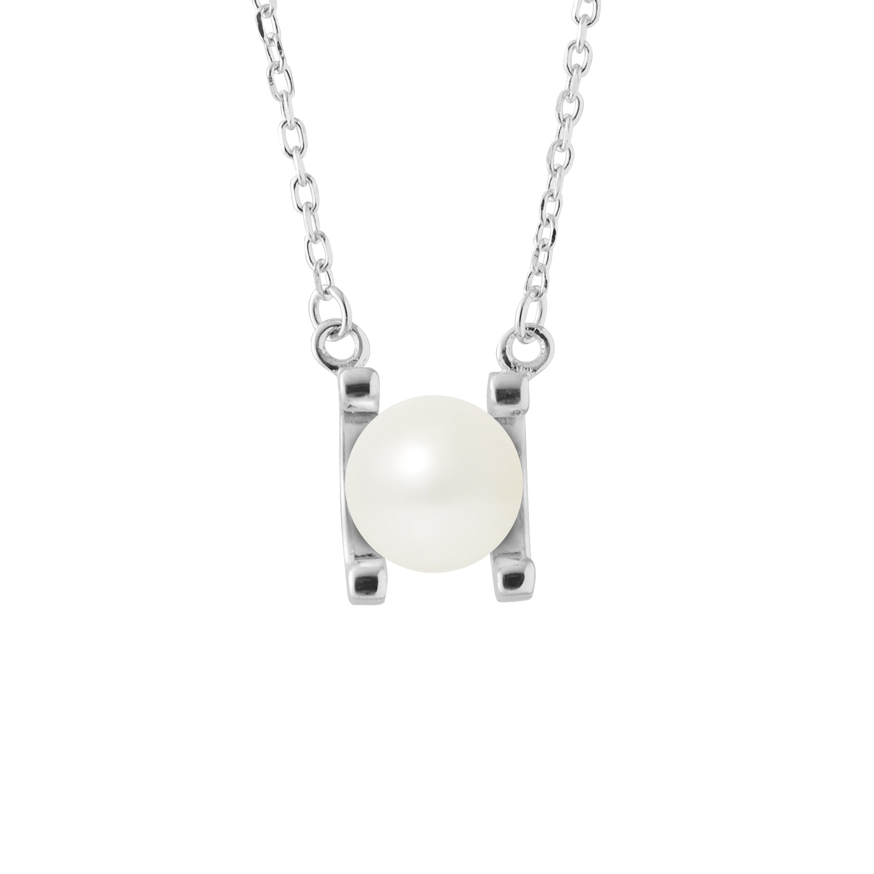 PERLINEA Collier Perle de Culture d'Eau Douce Ronde 7-8 mm Blanche - Argent 925 Millièmes