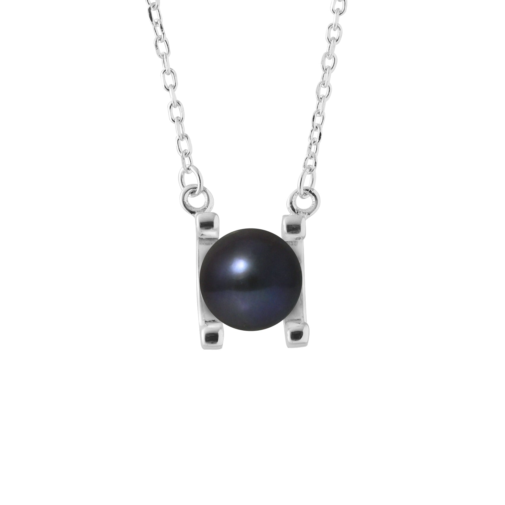 PERLINEA Collier Perle de Culture d'Eau Douce  Black Tahiti - Argent 925 Millièmes