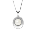 PERLINEA Collier Moon Perle de Culture d'Eau Douce Diamètre 9-10 mm Blanche - Argent 925 Millièmes