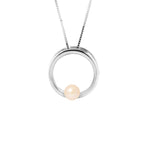 PERLINEA Collier Circle Perle de Culture d'Eau Douce Diamètre 6-7 mm  Rose - Argent 925 Millièmes