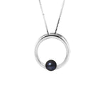 PERLINEA Collier Circle Perle de Culture d'Eau Douce Diamètre 6-7  mm  Black Tahiti - Argent 925 Millièmes