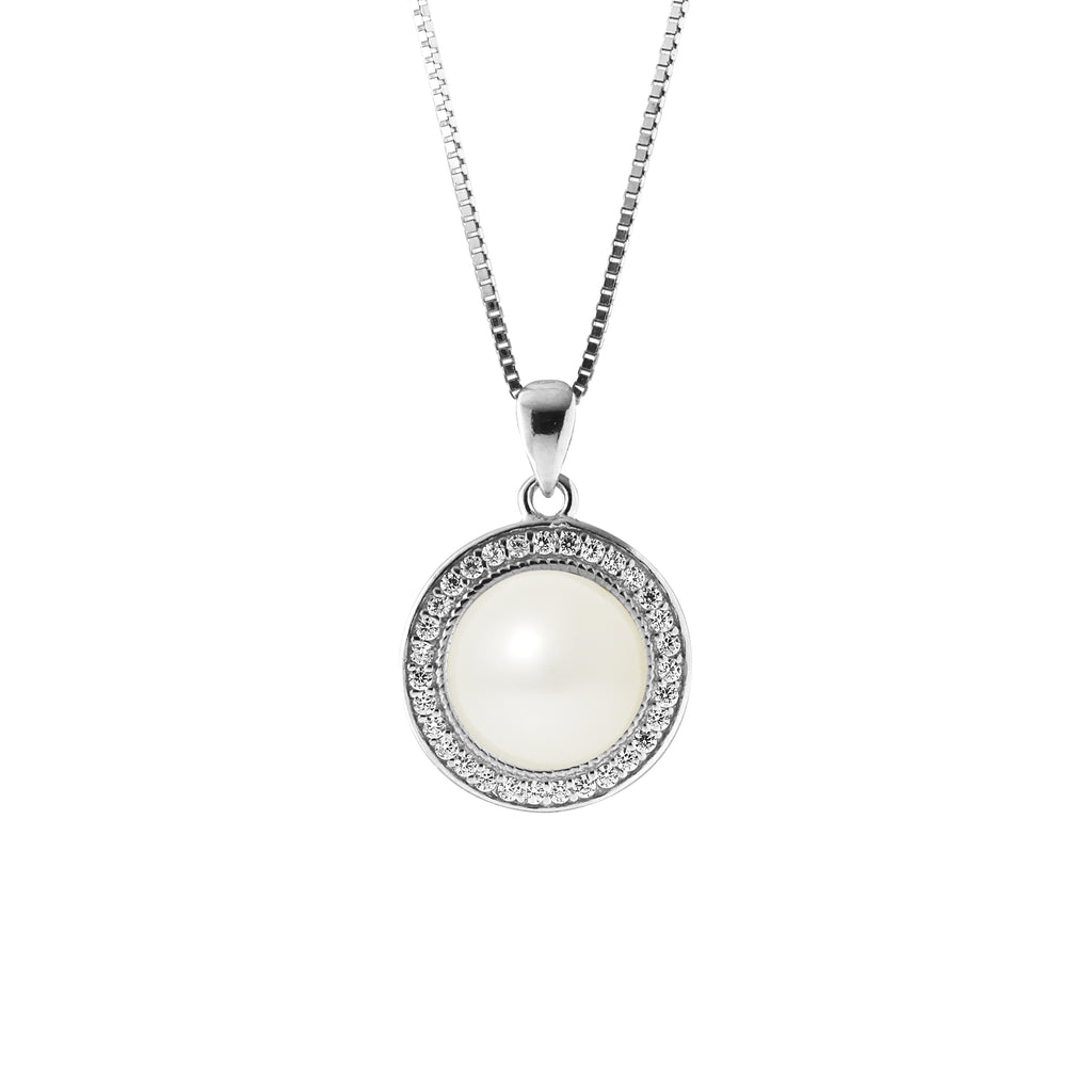 PERLINEA Collier Sun Perle de Culture d'Eau Douce Diamètre 9-10 mm - Argent 925 Millièmes