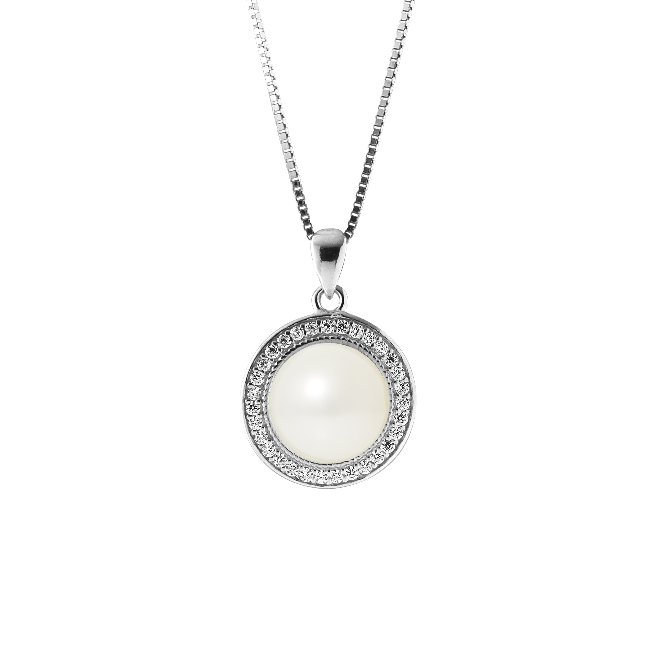 PERLINEA Collier Sun Perle de Culture d'Eau Douce Diamètre 9-10 mm - Argent 925 Millièmes