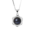 PERLINEA Collier Fleur Perle de Culture d'Eau Douce Bouton 8-9 mm Black Tahiti - Argent 925 Millièmes