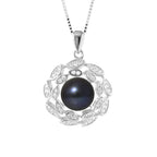 PERLINEA Collier Corolle Perle de Culture d'Eau Douce Bouton 8-9 mm Black Tahiti - Argent 925 Millièmes
