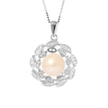 PERLINEA Collier Corolle Perle de Culture d'Eau Douce  Bouton 8-9 mm Rose - Argent 925 Millièmes