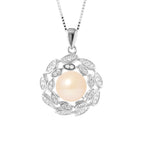 PERLINEA Collier Corolle Perle de Culture d'Eau Douce  Bouton 8-9 mm Rose - Argent 925 Millièmes