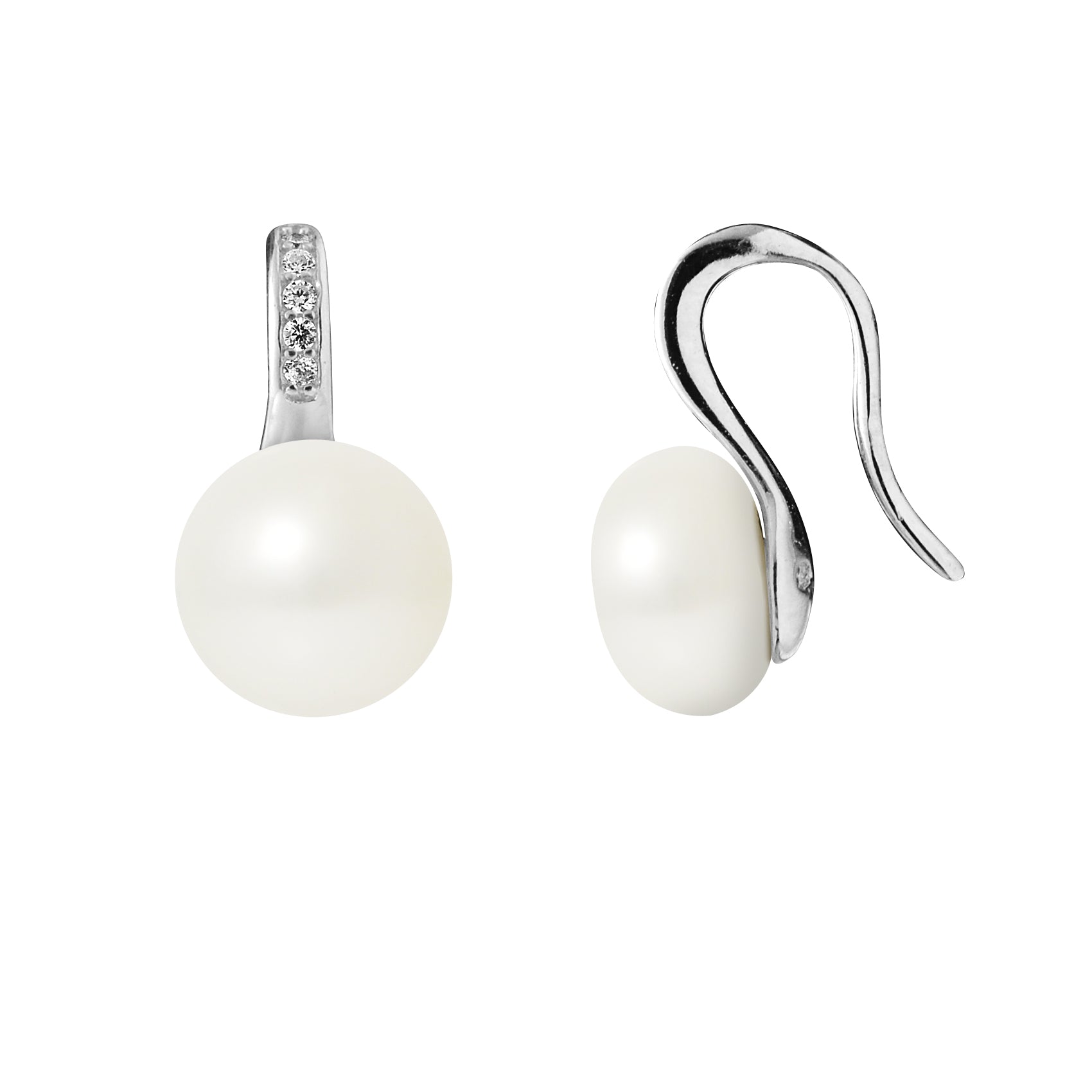 PERLINEA Boucles d'Oreilles Joaillerie Perles de Culture Femme Blanches - Argent 925 Millièmes